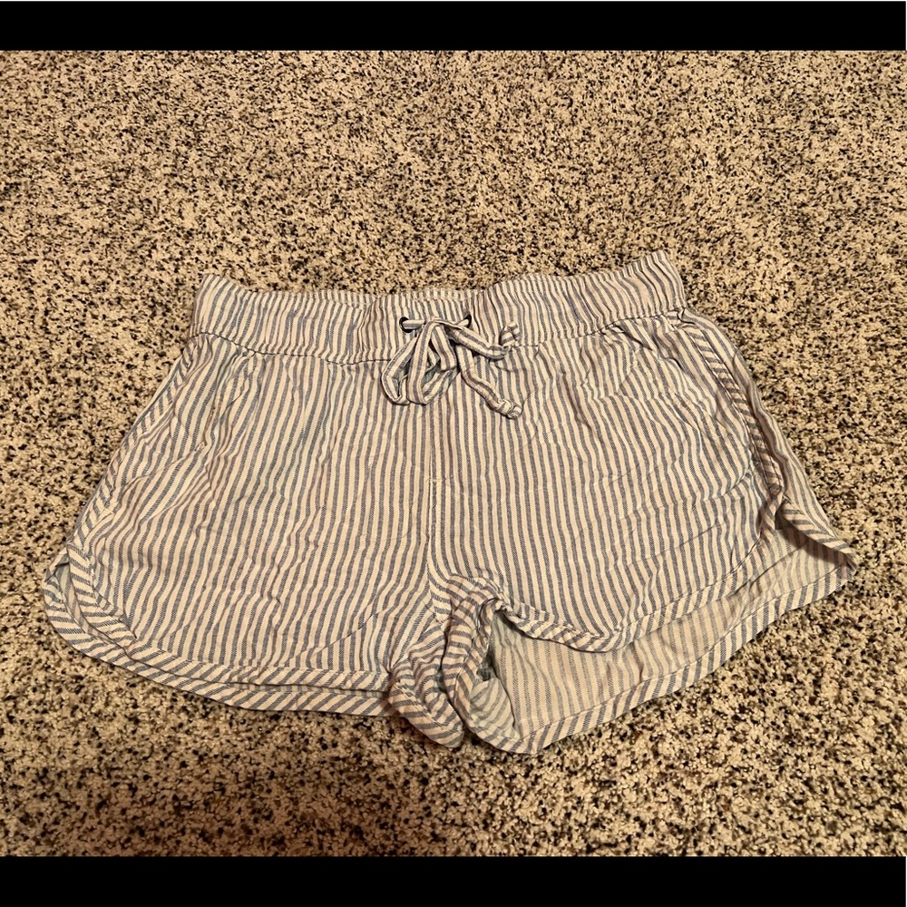 Blue and white striped  shorts